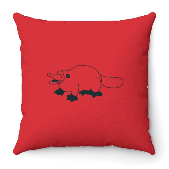 Cute little walking squat platypus Throw Pillows