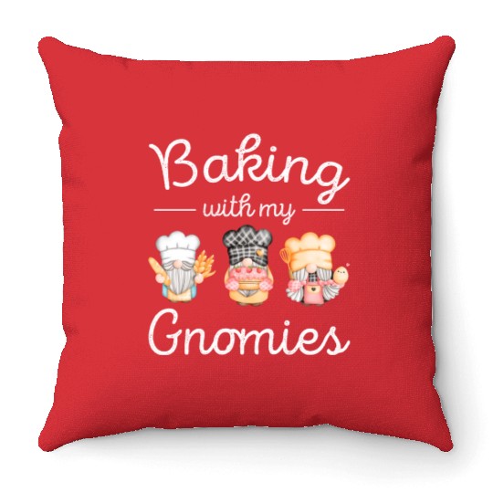 Gnomes Baking Women Funny Gnome Lover Throw Pillows