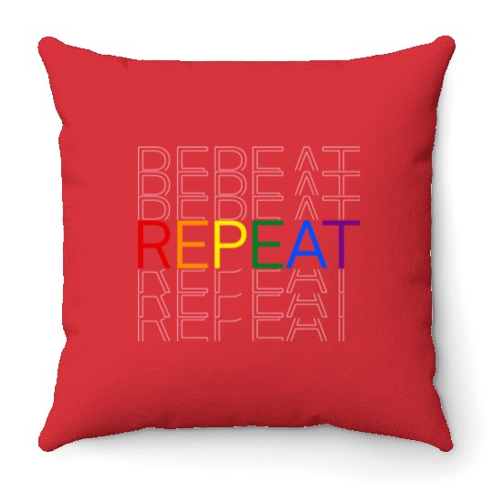 LGBT pride rainbow heart repeat Throw Pillows