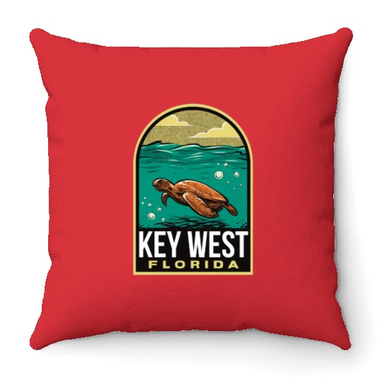 Key West Vintage Sea Turtle Throw Pillows