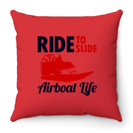 Airboat Fanboat Airboating Swamp boat Race Ride Throw Pillows