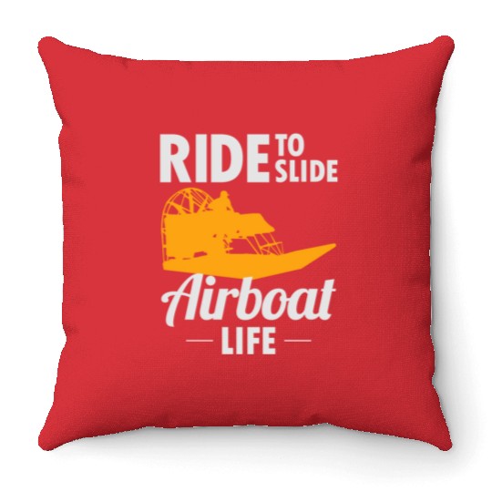 Airboat Fanboat Airboating Swamp boat Race Ride Throw Pillows