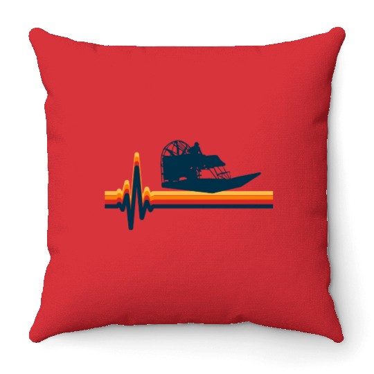 Airboat Fanboat Airboating Swamp Boat Heartbeat Throw Pillows