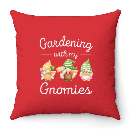 Gnomes Succulent Gardening Gnome Cactus Owner Throw Pillows
