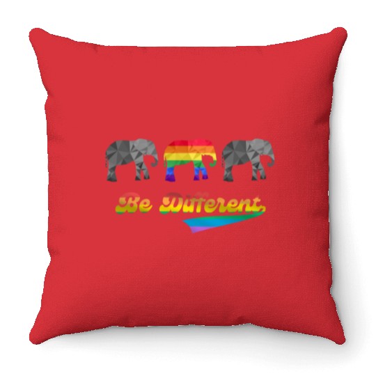 Elephant LGBTQ Pride Rainbow Flag Different Throw Pillows