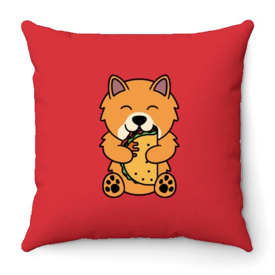 Pomeranian Taco Lover Throw Pillows