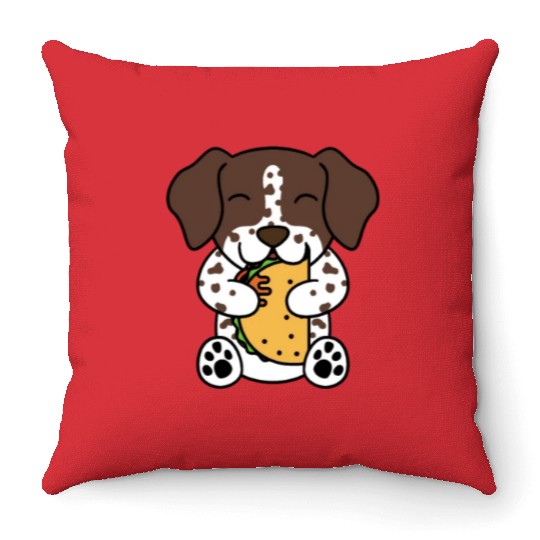 German Shorthaired Pointer Taco Lover Throw Pillows