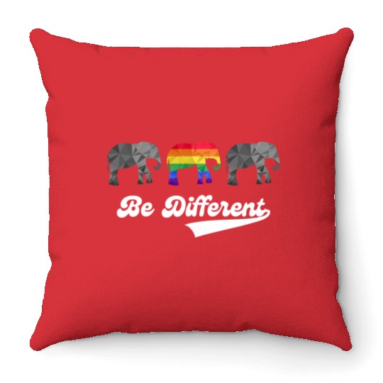 Elephant LGBTQ Rainbow Flag Gay Pride Colorful Throw Pillows