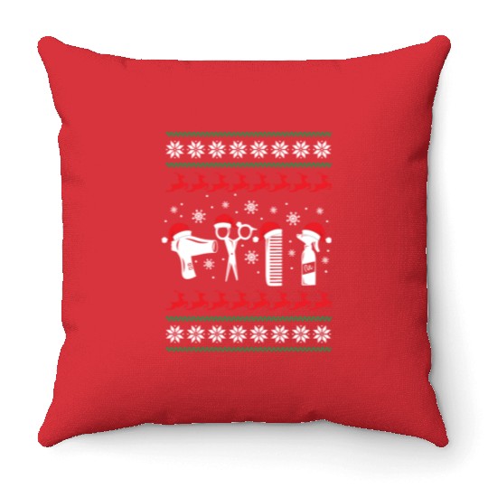 Christmas Funny Hairdresser Xmas Holiday Gift Throw Pillows