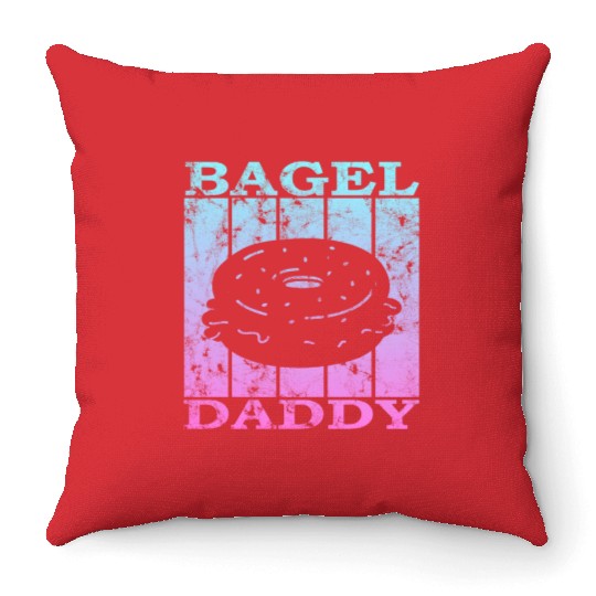 bagel dad 4 Throw Pillows
