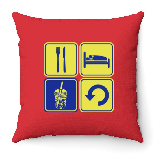 Repeat Boba Tea daily Throw Pillows