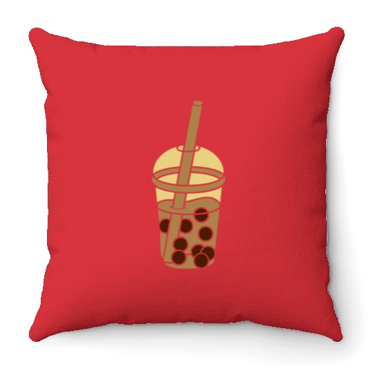 design comic bubble tea Throw Pillows