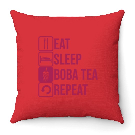Daily Repeat Boba Tea Throw Pillows