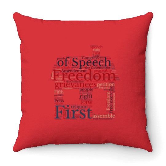 Freedom Of Speech - Wordcloud Throw Pillows