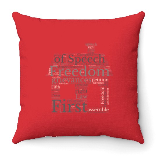 Freedom Of Speech - Wordcloud Throw Pillows