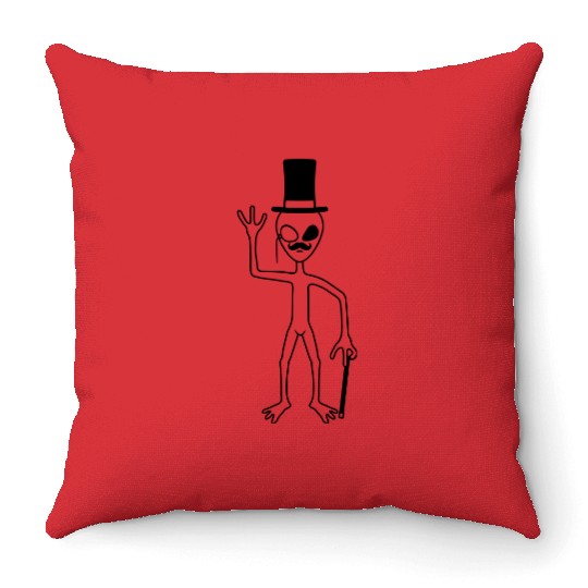 Mr. Alien Waving Throw Pillows