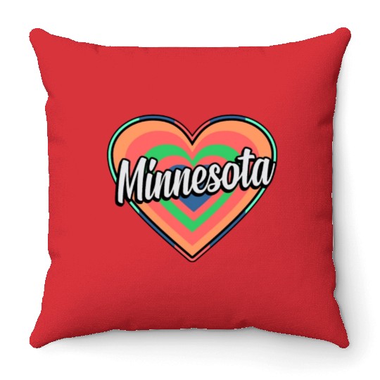 Minnesota Colorful Heart Gift Throw Pillows