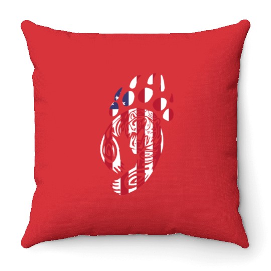 Bear Paw America USA Flag Merica US Stars Stripes Throw Pillows