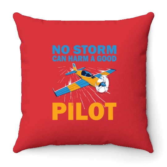 Pilot no storm can harm airplane aviation aircraft Throw Pillows