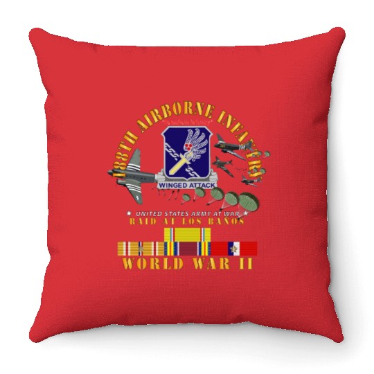 Army 188th Airborne Infantry Raid at Los Baños W J Throw Pillows