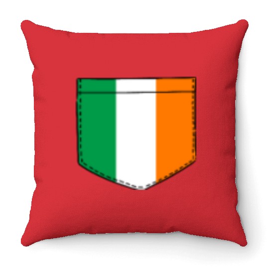 irish flag in a shape of a pocket Throw Pillows