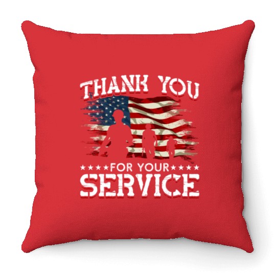 Memorial Day American Flag Patriotic Soldier US Throw Pillows