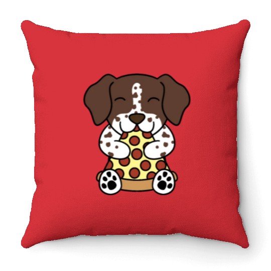 German Shorthaired Pointer Pizza Lover Throw Pillows