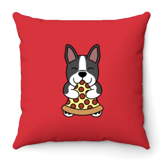 Boston Terrier Pizza Lover Throw Pillows