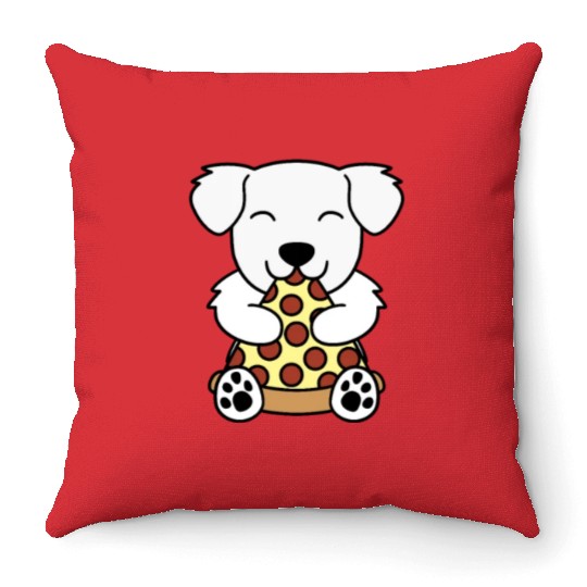 Great Pyrenees Pizza Lover Throw Pillows