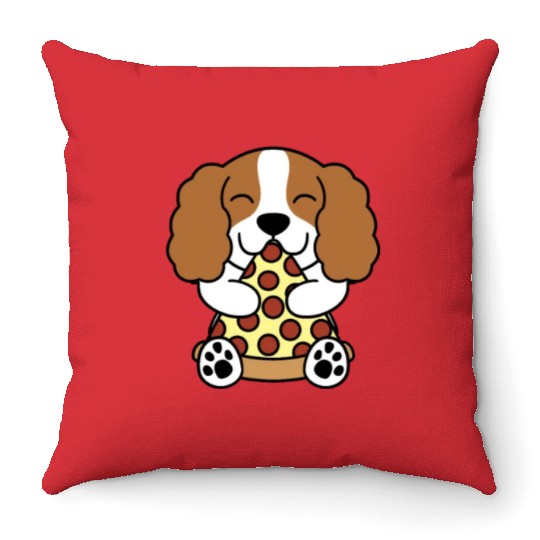 Cavalier King Charles Spaniel Pizza Lover Throw Pillows