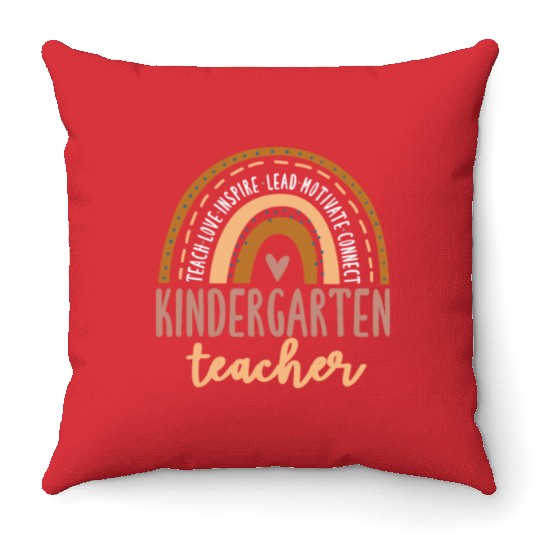 Kindergarten Teacher Rainbow Throw Pillows