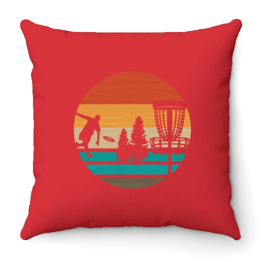 Vintage Frisbee Disc Golf Vintage Ultimate Frisbee Throw Pillows