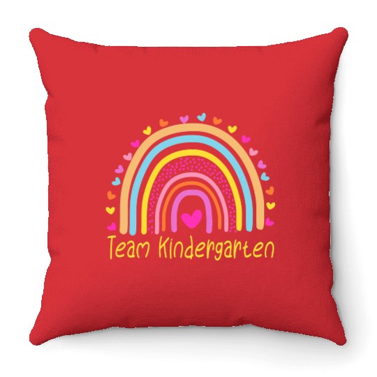 Team Kindergarten Teacher Rainbow Throw Pillows