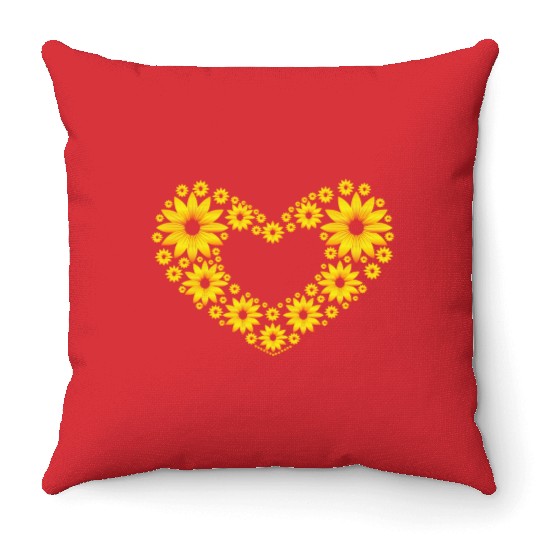 Love sunflower Throw Pillows