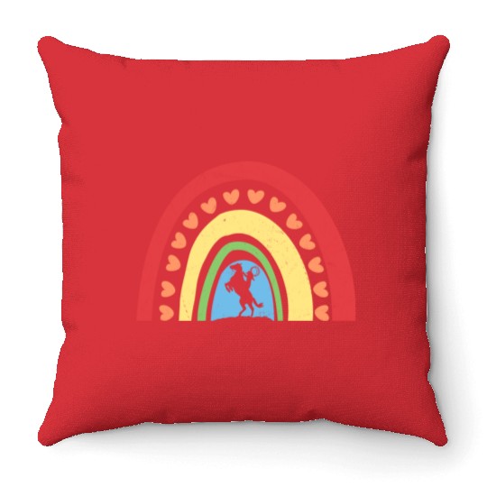 Country Cowgirl Texas Rainbow Girls Horse Riding Throw Pillows