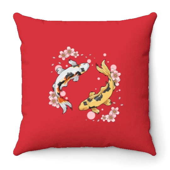 Japanese Koi Fish Carp Pond Japan Tattoo For Koi Throw Pillows