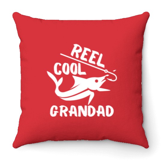 REEL COOL GRANDAD, FISHERMAN, GRANDPA Throw Pillows
