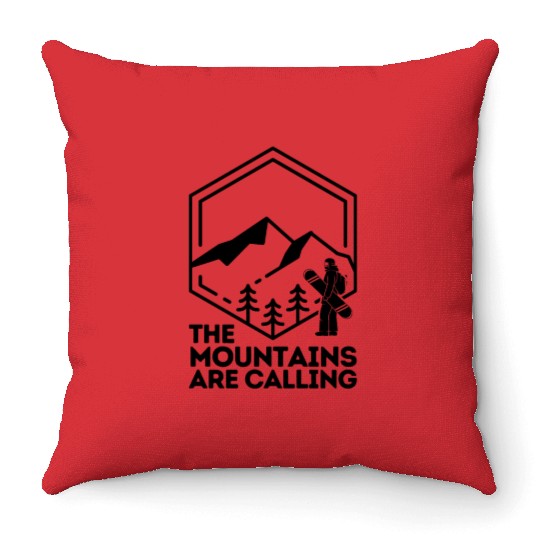 The Mountains Are Calling Snowboard Throw Pillows