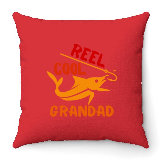 REEL COOL GRANDAD, FISHERMAN, GRANDPA Throw Pillows