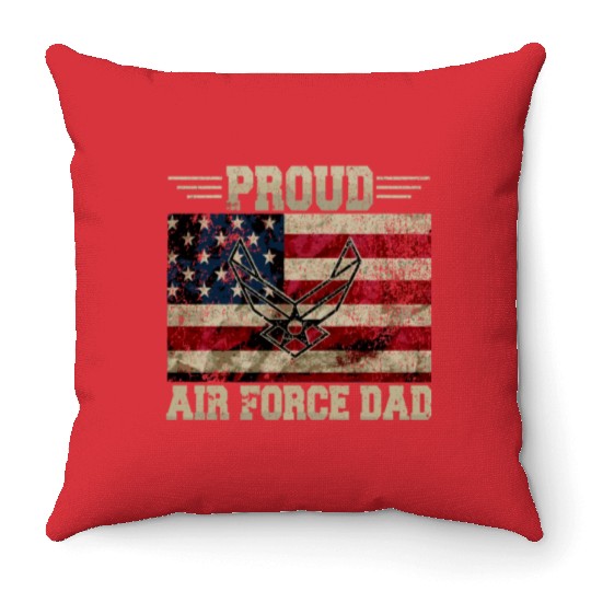 Proud Air Force Dad Veteran Us Flag Throw Pillows