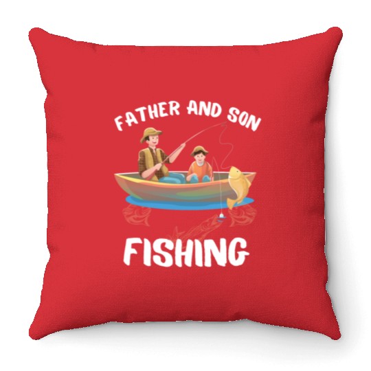 FATHER AND SON FISHING, DAUGTHER, FATHERS DAY, Throw Pillows