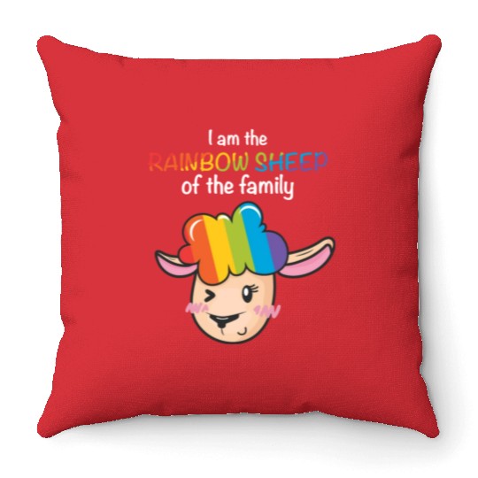 I Am The Rainbow Sheep Family LGBT Sheep Throw Pillows
