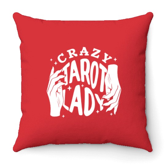 Divination Crazy Tarot Lady Crystal Ball Tarot Throw Pillows