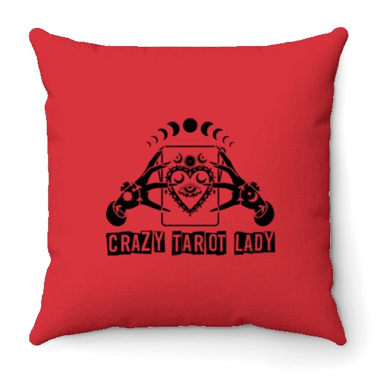 Divination Crazy Tarot Lady Crystal Ball Tarot Throw Pillows