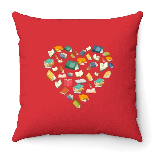 Book Lover Heart Shape Bookish Gift For Librarian Throw Pillows