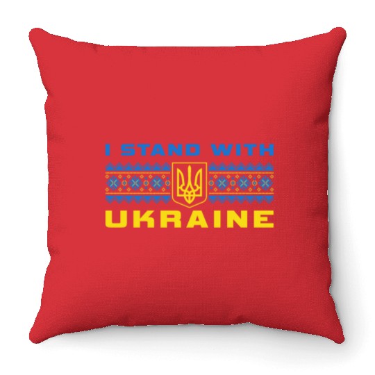 I STAND WITH UKRAINE BLUE-YELLOW Throw Pillows
