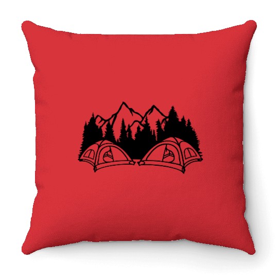 Mountains camper outdoors live Throw Pillows