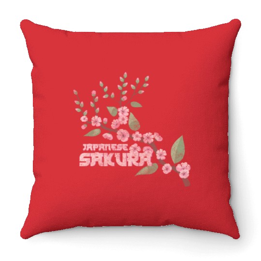 Cherry Blossoms Nature Symbol Pink Throw Pillows