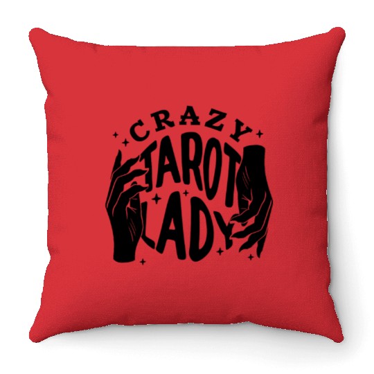 Divination Crazy Tarot Lady Crystal Ball Tarot Throw Pillows