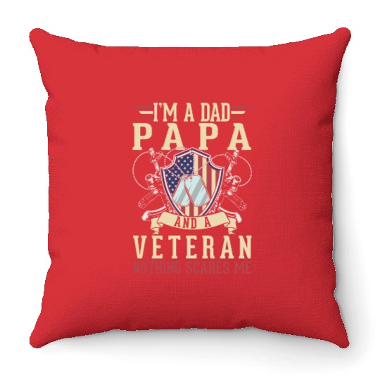 Dad Papa US Veteran Patriotic Father American Throw Pillows